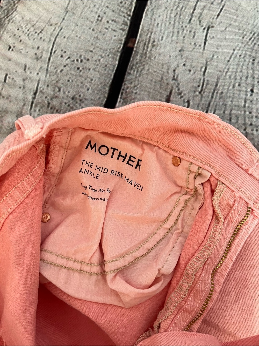 MOTHER Peach Coral Pink Wide-Leg Ankle Jeans Mid Rise Maven Size 26 - Picture 6 of 7
